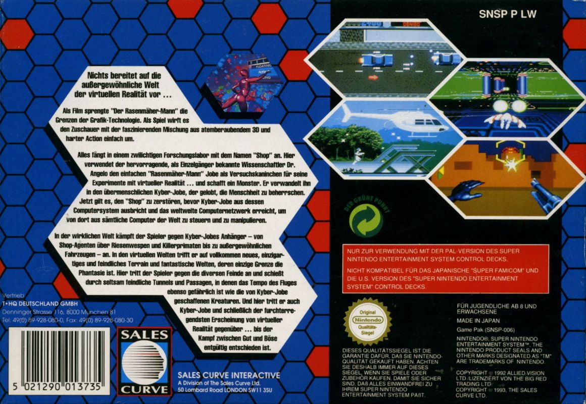 Back Cover for The Lawnmower Man (SNES)