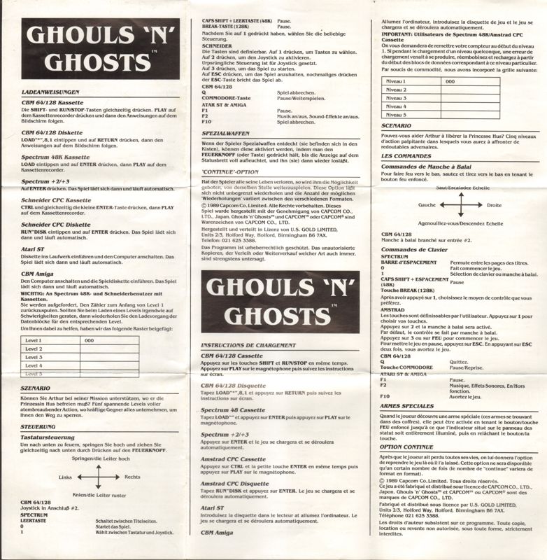 Manual for Ghouls 'N Ghosts (ZX Spectrum): Side B