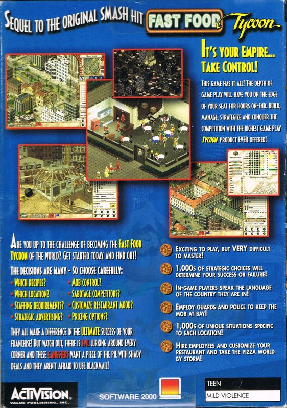Back Cover for Fast Food Tycoon 2 (Windows) (Re-release)