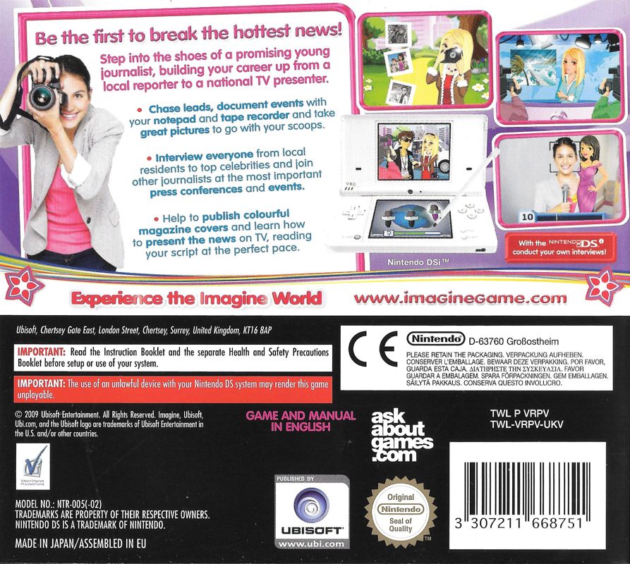 Back Cover for Imagine: Reporter (Nintendo DS)