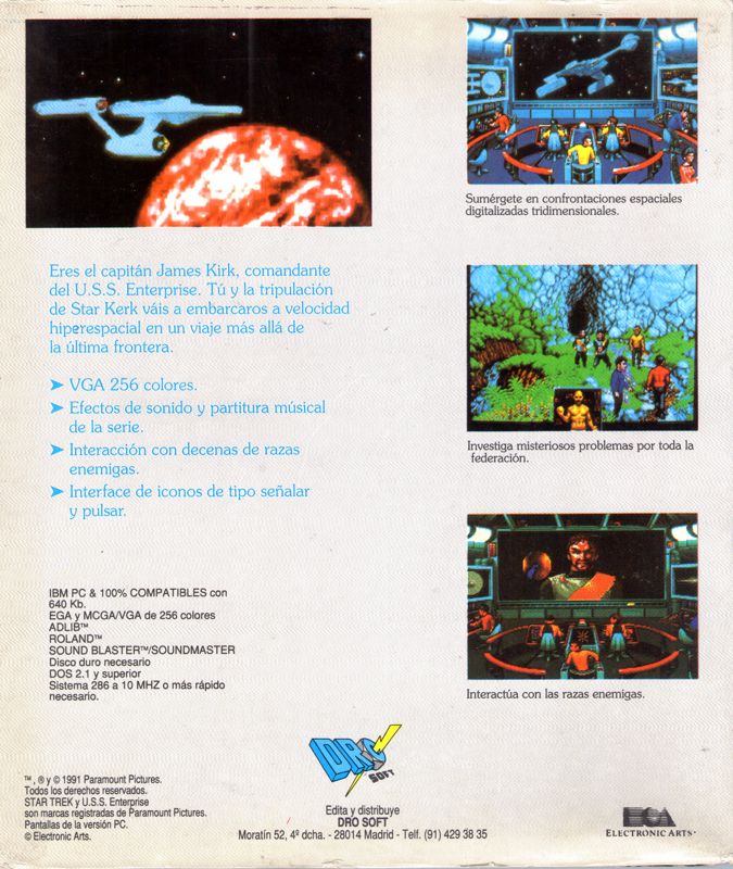Back Cover for Star Trek: 25th Anniversary (DOS) (3,5" floppy)