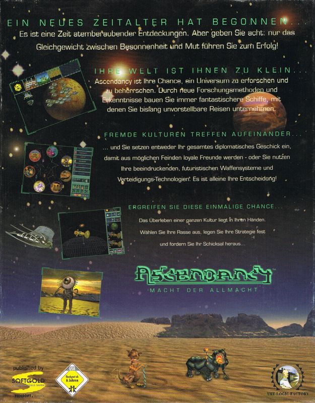 Back Cover for Ascendancy (DOS) (First release)