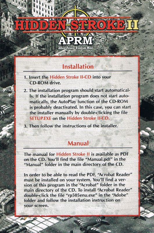 Manual for Hidden Stroke II: APRM (Windows): Front