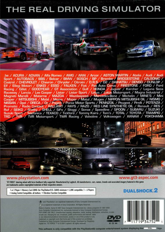 Back Cover for Gran Turismo 3: A-spec (PlayStation 2) (Platinum release)