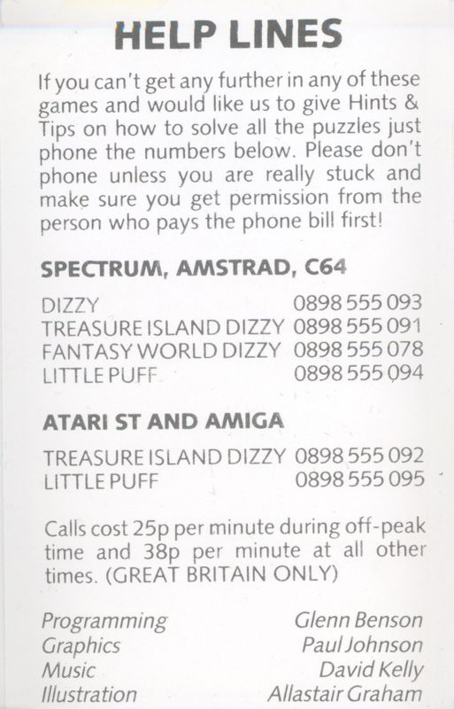 Inside Cover for Little Puff in Dragonland (ZX Spectrum)