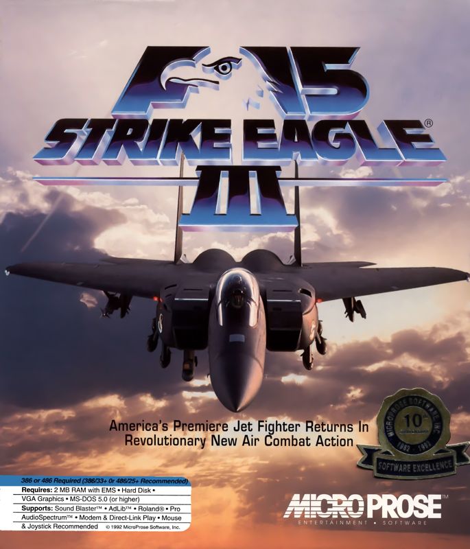 Front Cover for F-15 Strike Eagle III (DOS) (3.5'' floppy release)