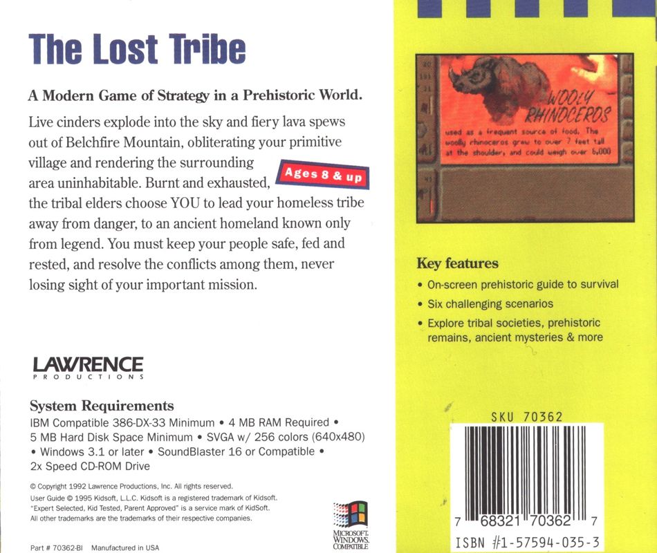 Back Cover for The Lost Tribe (DOS)
