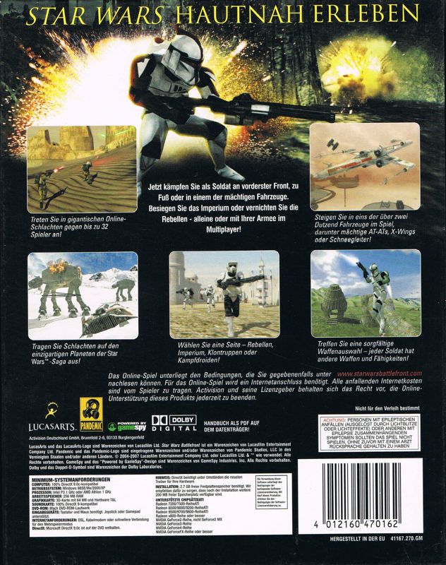 Back Cover for Star Wars: Battlefront (Windows) (Software Pyramide DVD release)