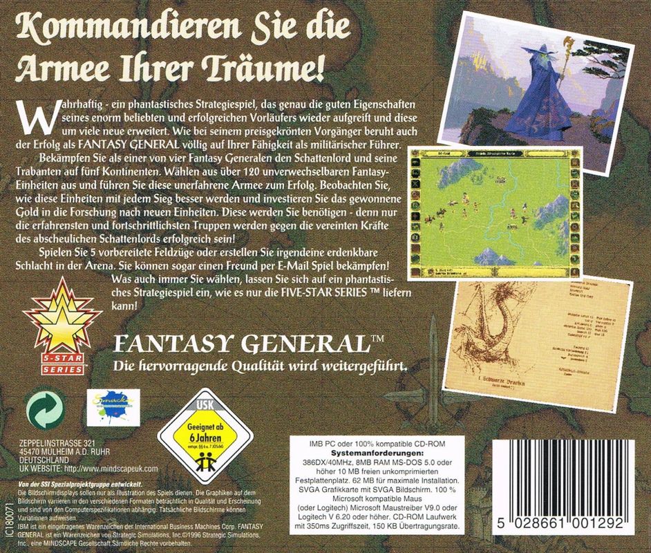Other for Fantasy General (DOS): Jewel Case - Back