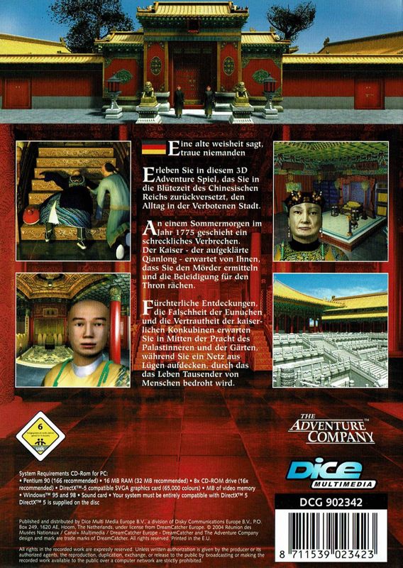 Back Cover for China: The Forbidden City (Windows) (Dice Multimedia release)