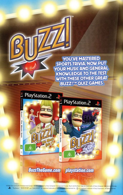 Manual for Buzz! The Sports Quiz (PlayStation 2): Back