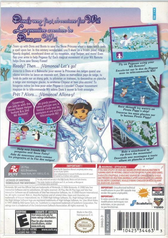 Back Cover for Dora the Explorer: Dora Saves the Snow Princess (Wii)
