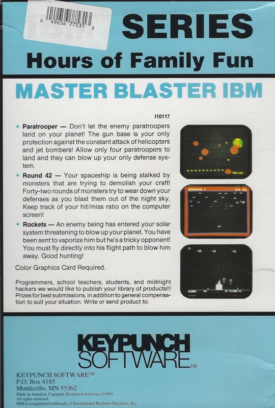 Back Cover for Master Blaster (DOS)