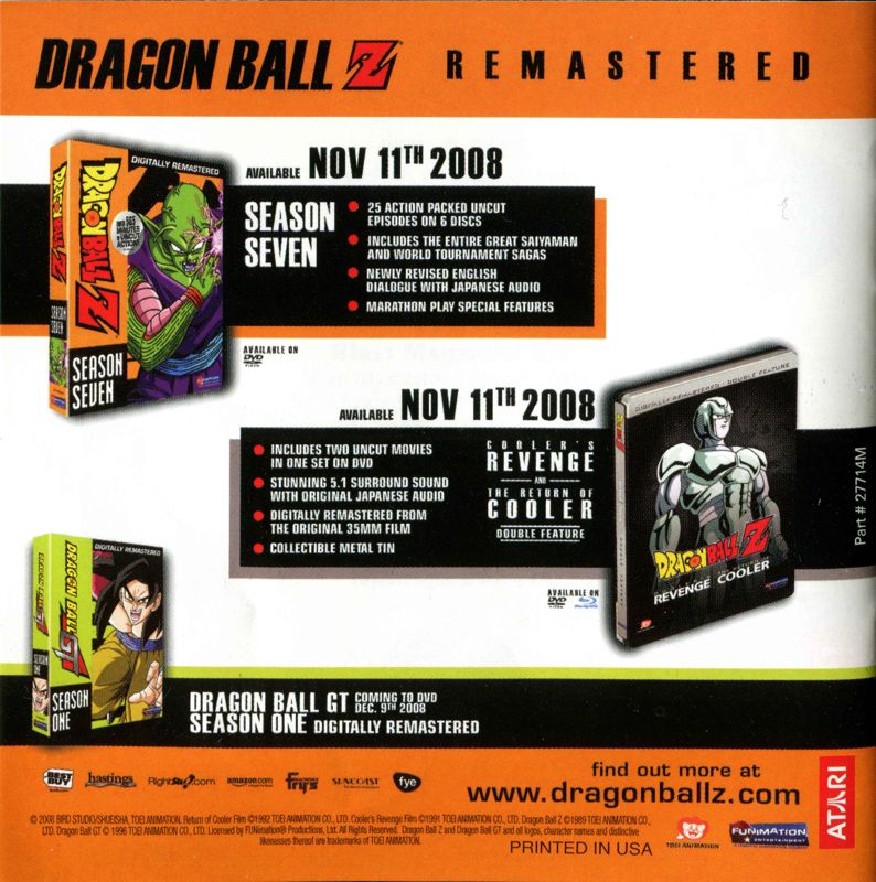 Manual for Dragon Ball: Origins (Nintendo DS): Back