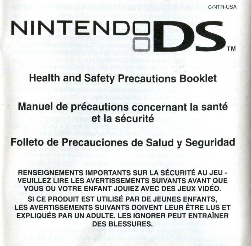 Other for Adventure Time: Hey Ice King Why'd You Steal Our Garbage?!! (Nintendo DS): Health and safety precautions booklet - front
