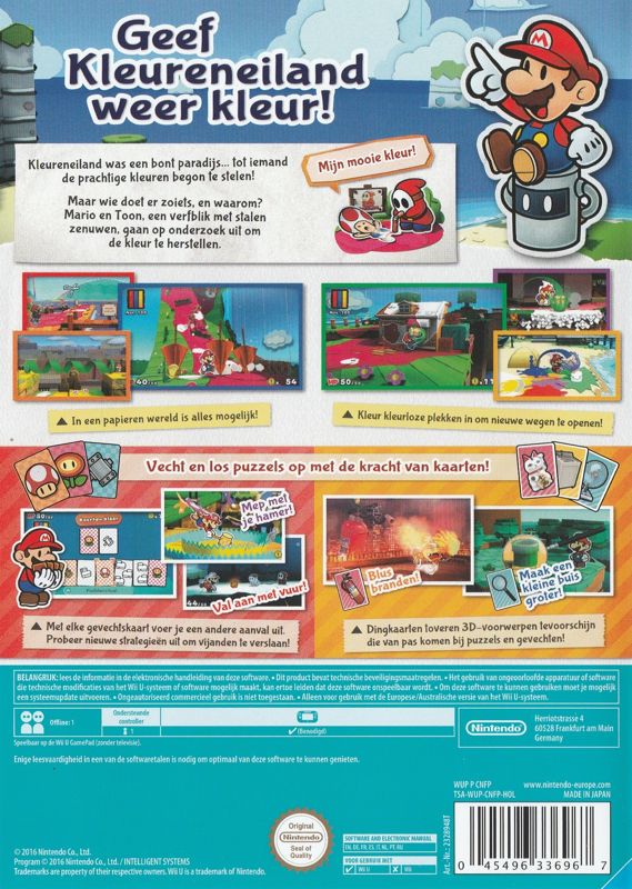 Back Cover for Paper Mario: Color Splash (Wii U)