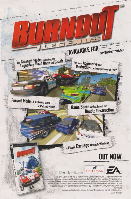 Advertisement for Burnout: Revenge (PlayStation 2): Burnout Legends Leaflet