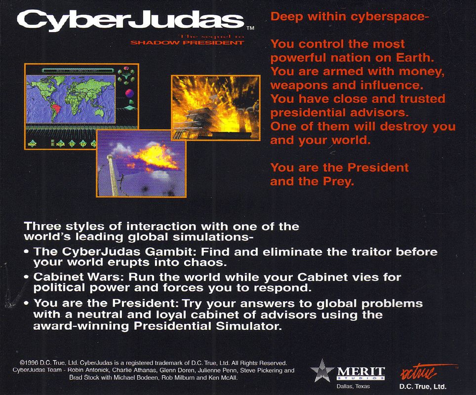 Other for CyberJudas (DOS): Jewel Case - Back