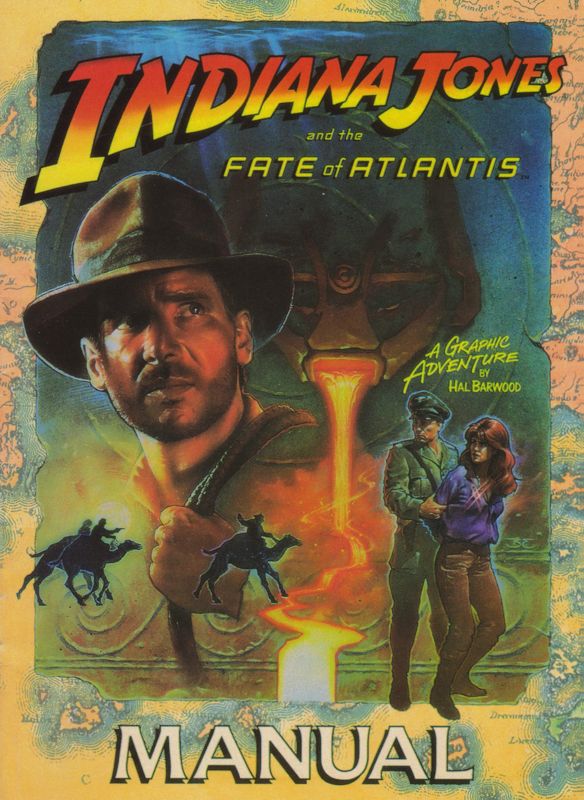 Manual for Indiana Jones and the Fate of Atlantis (DOS) (Plastic bag contained manual and a cardboard disk slipcase with a CD): Front