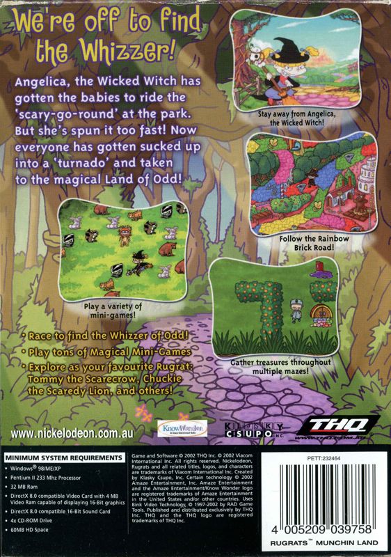 Back Cover for Rugrats Munchin Land (Windows)