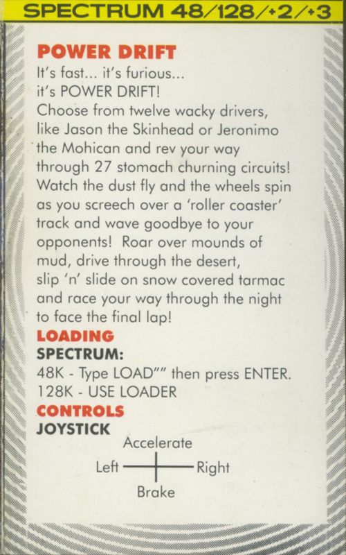 Inside Cover for Power Drift (ZX Spectrum) (The Hit Squad Release)