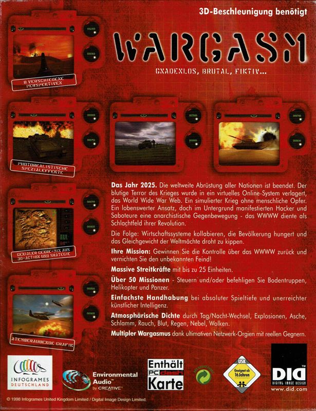 Back Cover for Wargasm (Windows) (Softprice release)