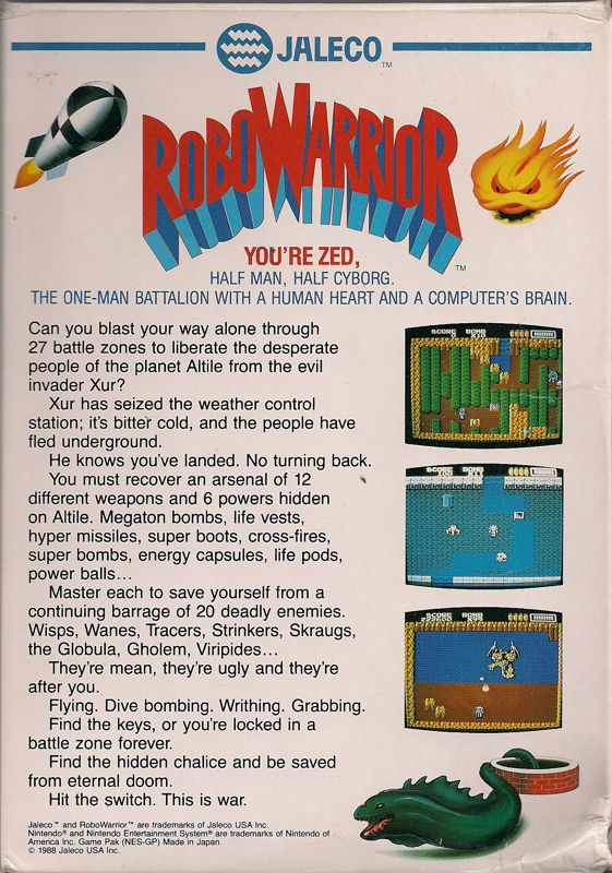 Back Cover for RoboWarrior (NES)