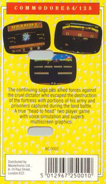 Back Cover for Beach-Head II: The Dictator Strikes Back (Commodore 64) (Americana budget release)