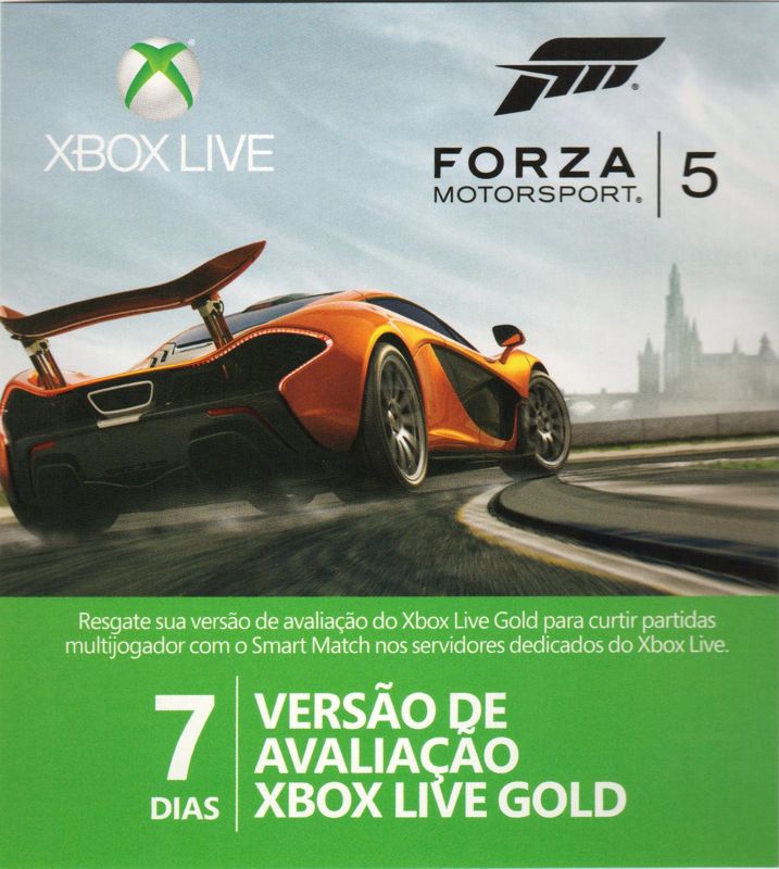 Reference Card for Forza Motorsport 5 (Xbox One): 7 days Xbox Live Gold Bundle Front