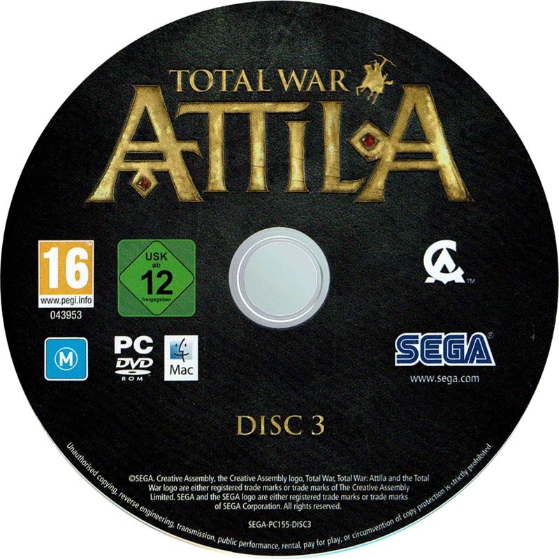 Media for Total War: Attila (Macintosh and Windows): Disc 3