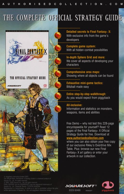 Advertisement for Final Fantasy X (PlayStation 2): Back