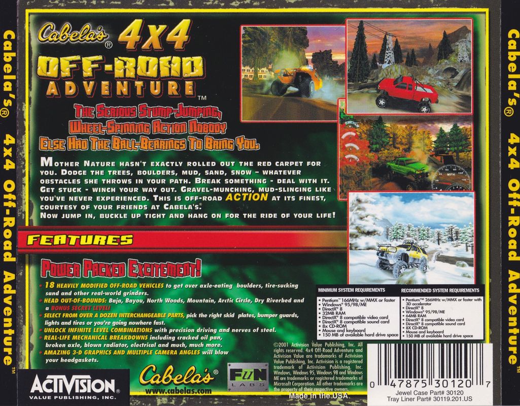 Back Cover for Cabela's 4x4 Off-Road Adventure (Windows)