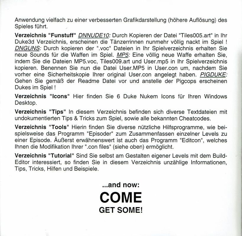 Inside Cover for Come Get Some! Levels & Add-Ons für DN 3D (DOS): Left Inlay