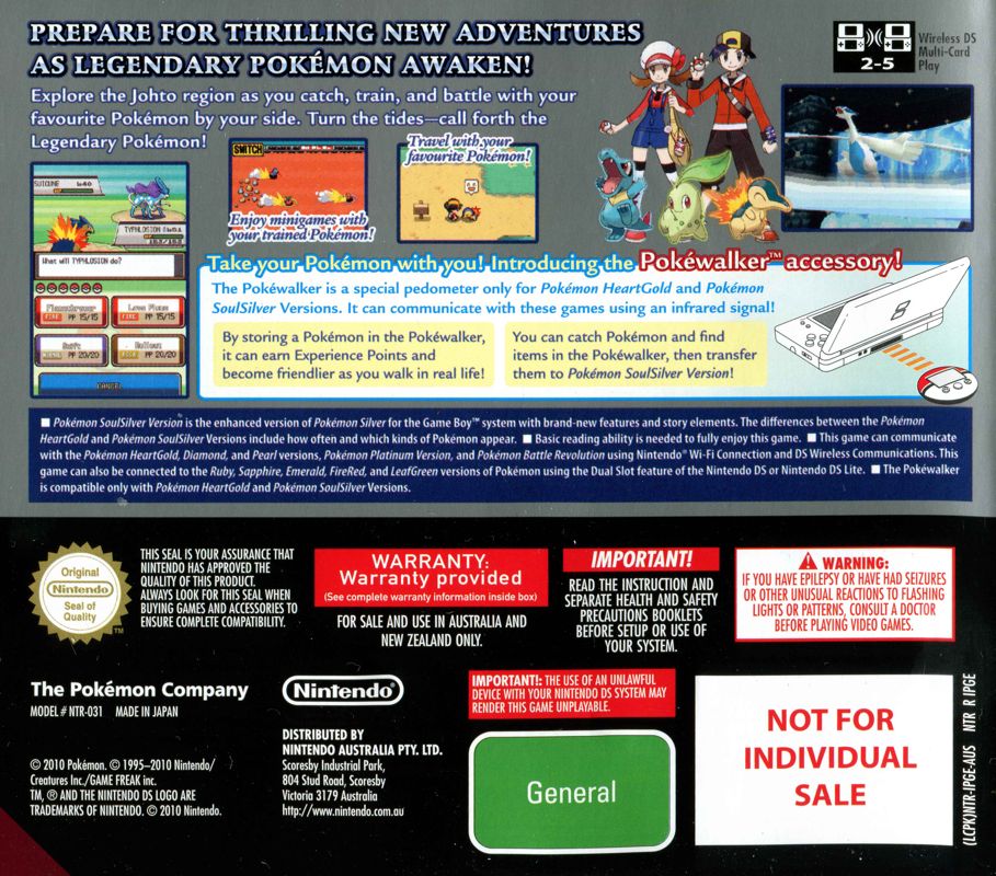 Other for Pokémon SoulSilver Version (Nintendo DS) (Bundled with Pokéwalker): DS case - back