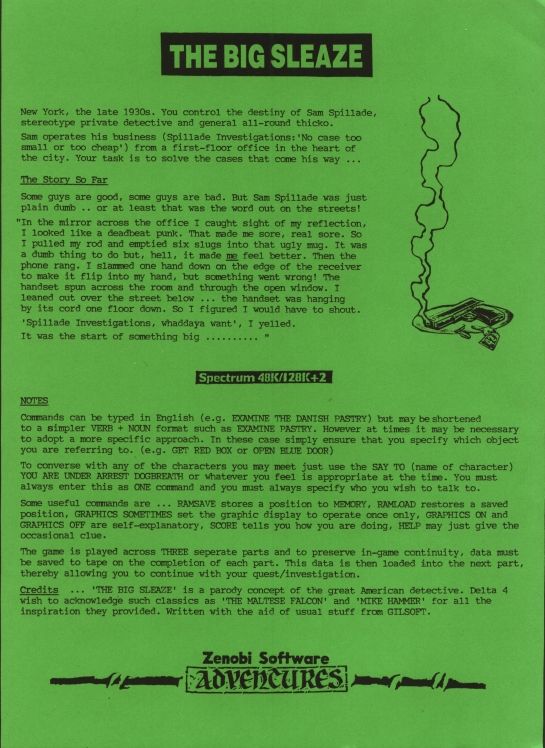 Extras for The Big Sleaze (ZX Spectrum) (Zenobi Software release)