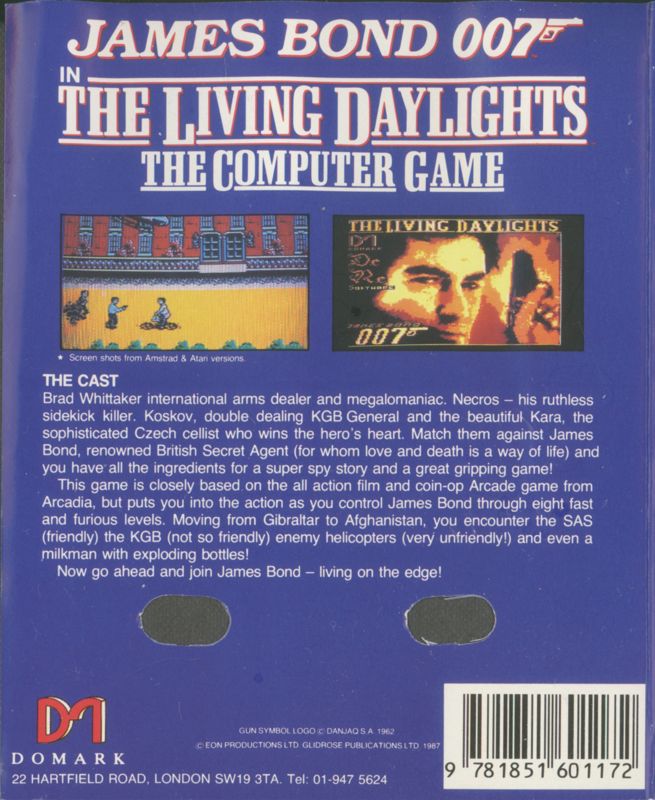 Back Cover for James Bond 007 in The Living Daylights: The Computer Game (ZX Spectrum)