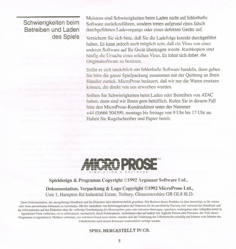 Extras for ATAC: The Secret War Against Drugs (DOS) (3.5"-Disk Version): Install Instructions - Back