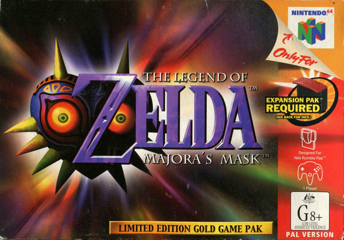 Front Cover for The Legend of Zelda: Majora's Mask (Nintendo 64) (Limited Edition Gold Game Pak)