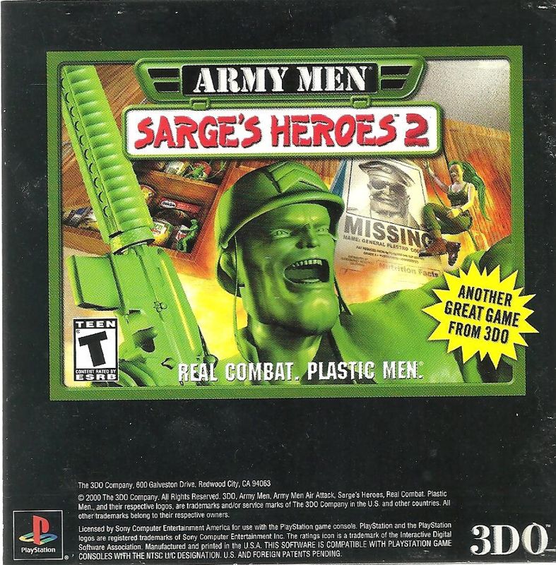 Manual for Army Men: Air Attack 2 (PlayStation): Back