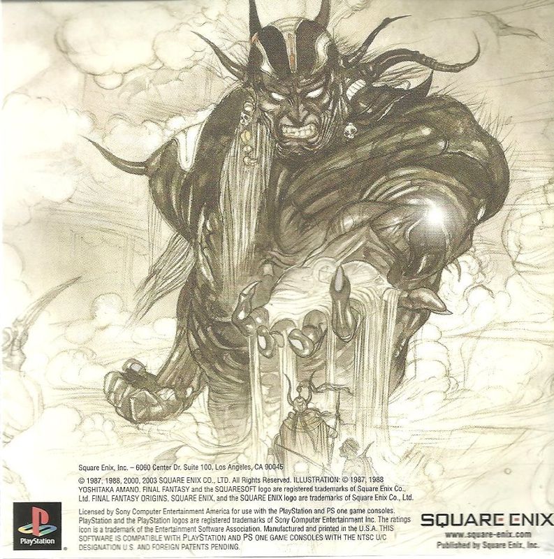 Manual for Final Fantasy Origins (PlayStation) (Greatest Hits Release): Back