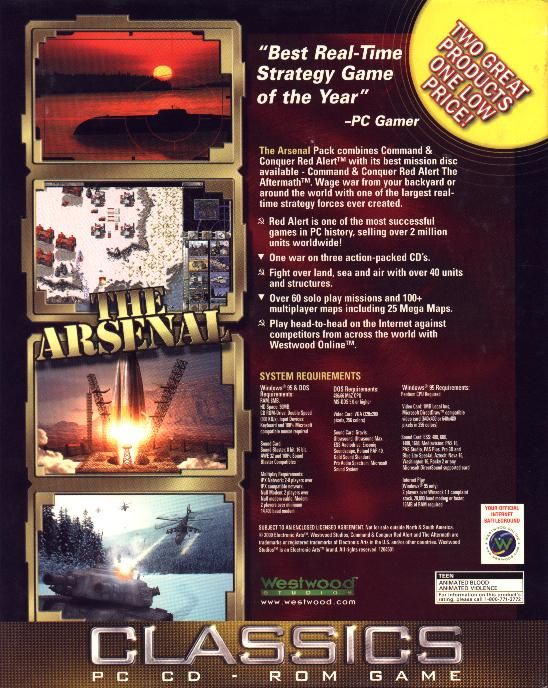 Back Cover for Command & Conquer: Red Alert - The Arsenal (DOS and Windows) (EA Classics release)