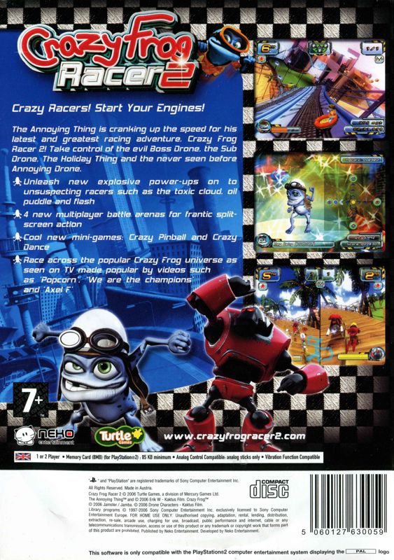 Back Cover for Crazy Frog Arcade Racer (PlayStation 2)