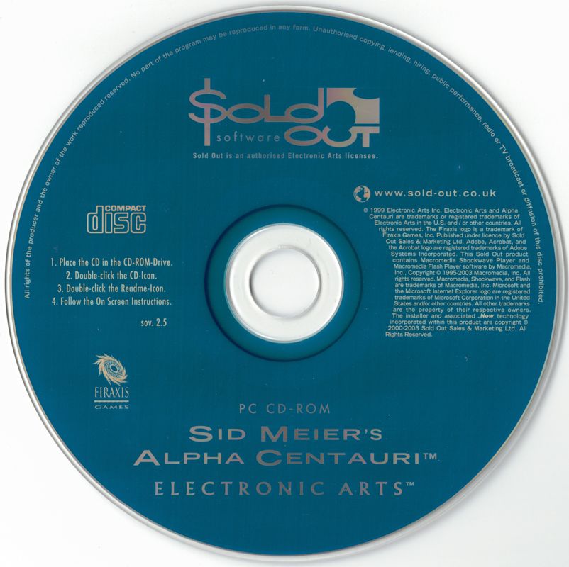 Sold Out Softwarem Rts Sid Meier's Alpha Centauri cover or packaging material - MobyGames