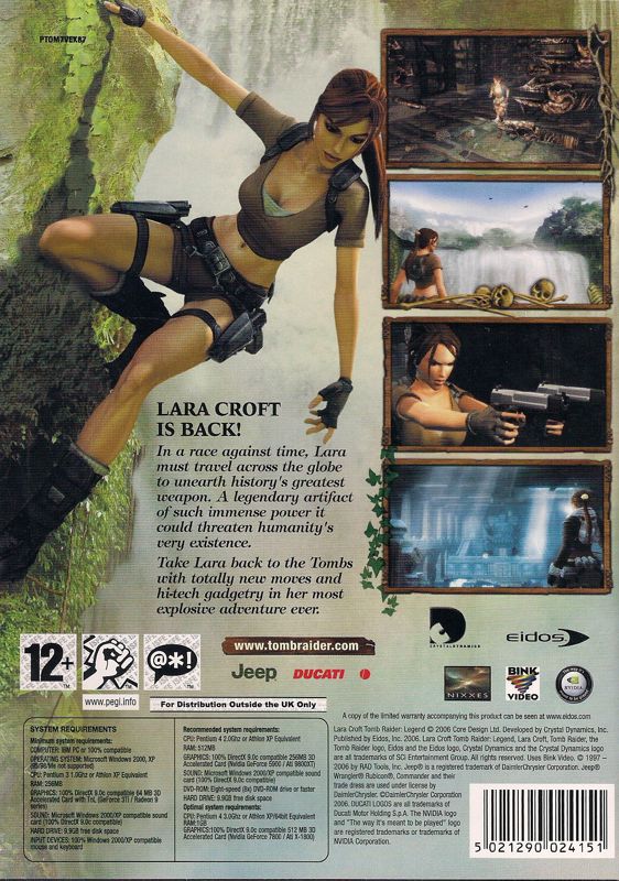 Back Cover for Lara Croft: Tomb Raider - Legend (Windows) (European English release)