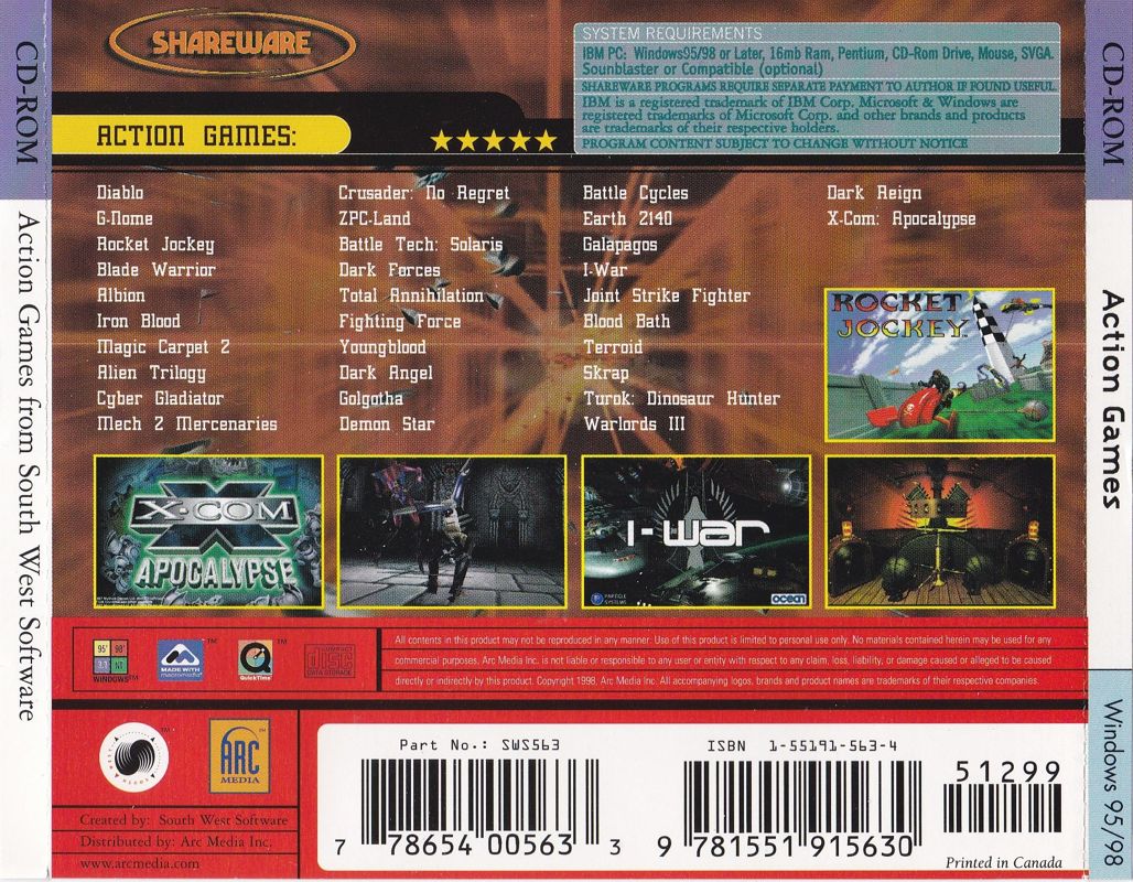 Back Cover for Action Games from South West Software (Windows)