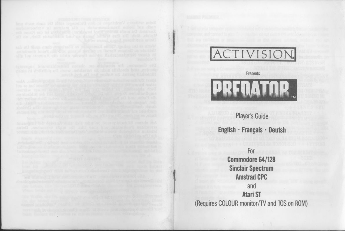 Manual for Predator (ZX Spectrum)