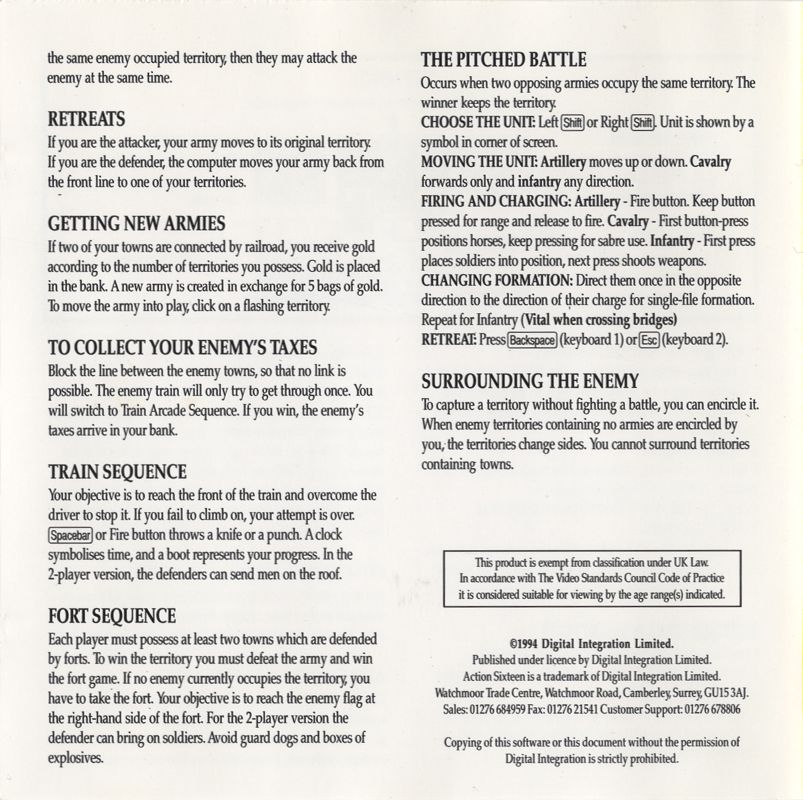 Inside Cover for North & South (DOS): Left