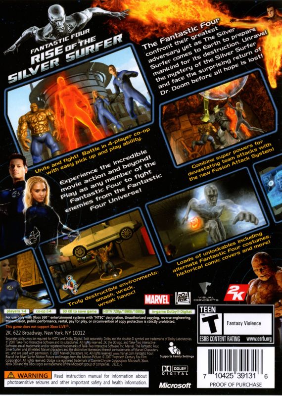 Back Cover for Fantastic Four: Rise of the Silver Surfer (Xbox 360)