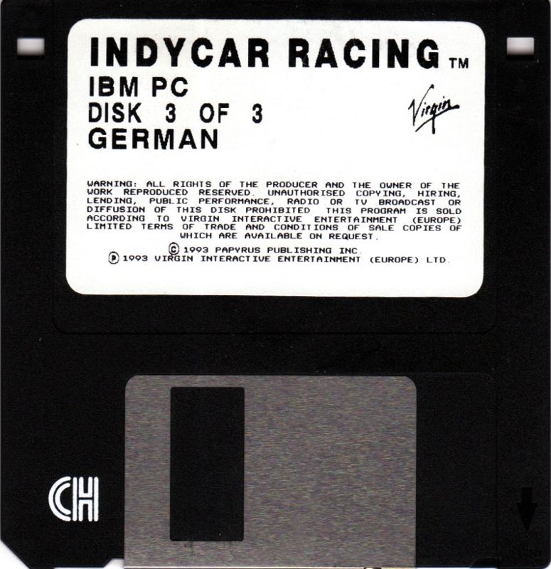 Media for IndyCar Racing (DOS): Disk 3/3