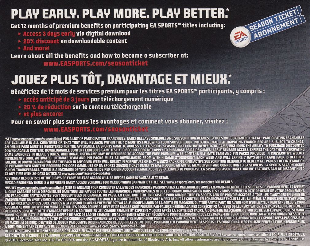 Advertisement for NHL 14 (PlayStation 3): EA Sports Season Ticket